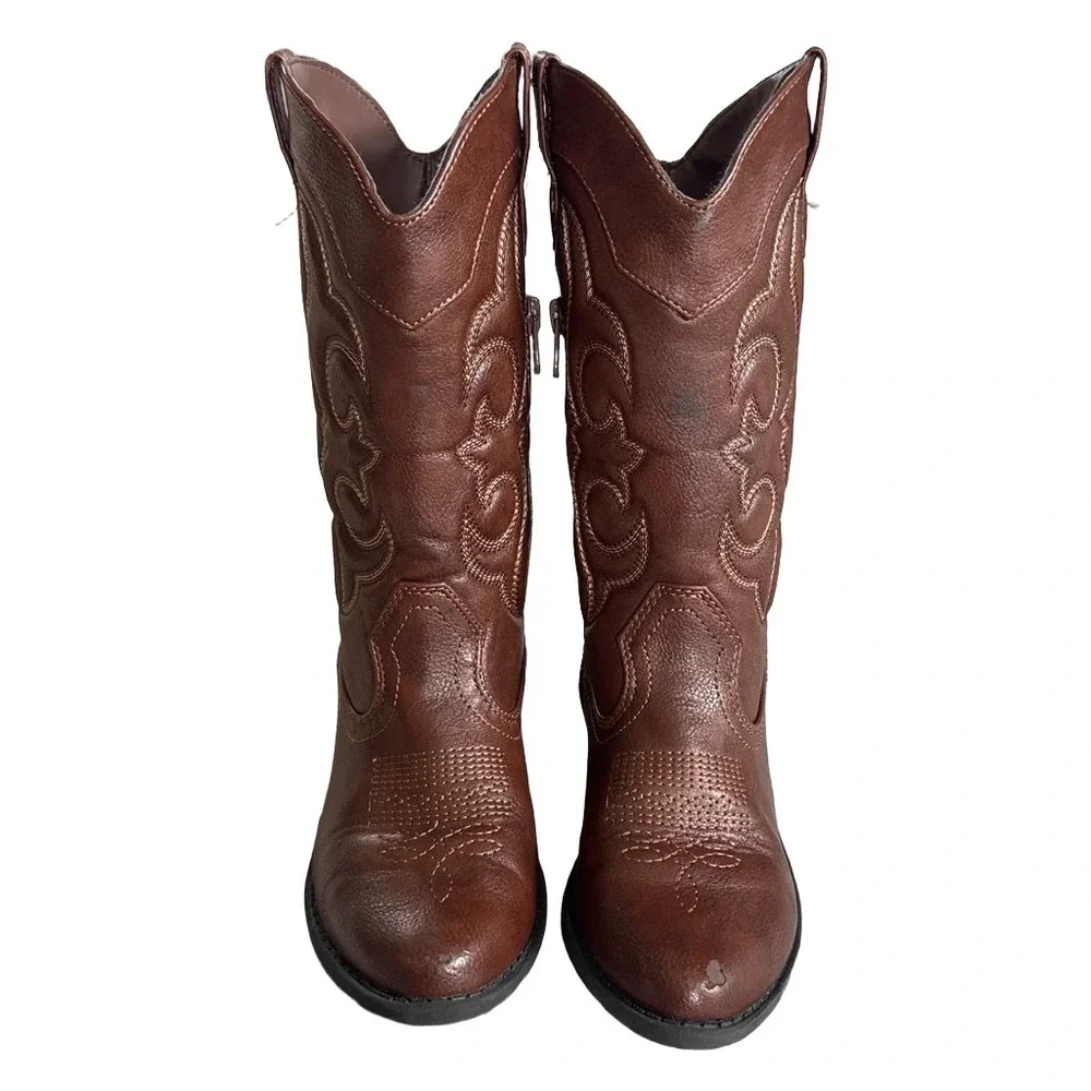 Cat & Jack Kids Brown Western Cowboy Boots Side Zip Toy Story Vibes Size 1